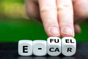 E-Fuel auf Holzwuerfel